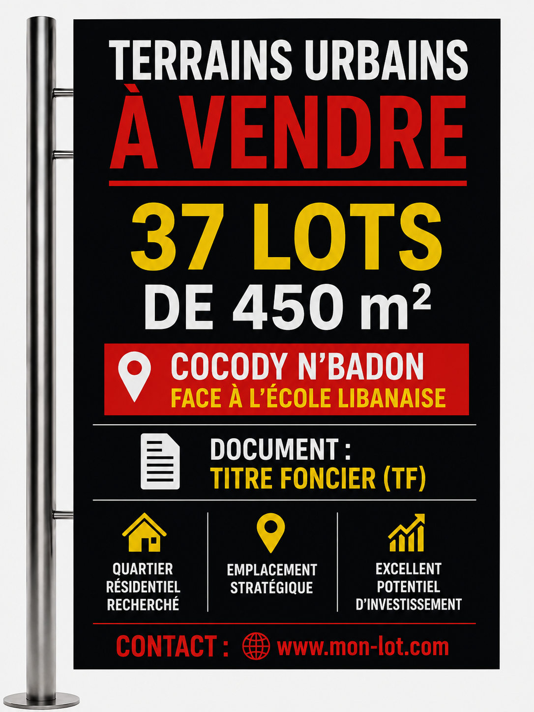 A VENDRE : LOTS URBAINS DE 450 M²